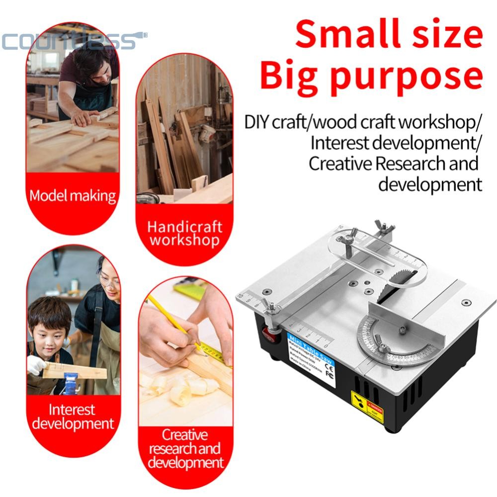เลื่อยตั้งโต๊ะมัลติฟังก์ชั่นขนาดเล็ก 96W เลื่อยตั้งโต๊ะไฟฟ้าขนาดเล็กเครื่องตัดเครื่องกลึงแบบตั้งโต๊ะแบบพกพา 0.55in ตัดความลึกเครื่องมือตัดในครัวเรือน [ไร้เคาน์เตอร์]