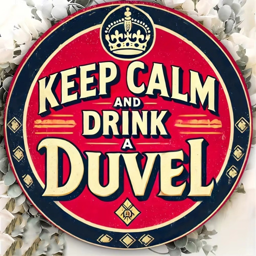 ป้ายผนังโลหะเบียร์ 2D Duvel 8x8 - Home Bar Decor ของขวัญคริสต์มาสที่ไม่ซ้ํากัน