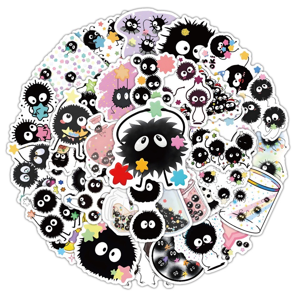 สติกเกอร์ Soot Sprites Ghibli ประเทศญี่ปุ่น จำนวน 50ชิ้น กันน้ำ สไตล์เก๋ไก๋ น่ารัก ขวดน้ำ Stickers ราคา ถูกที่สุด ดีลบีเคเค แกลเลอรีภาพที่ 9