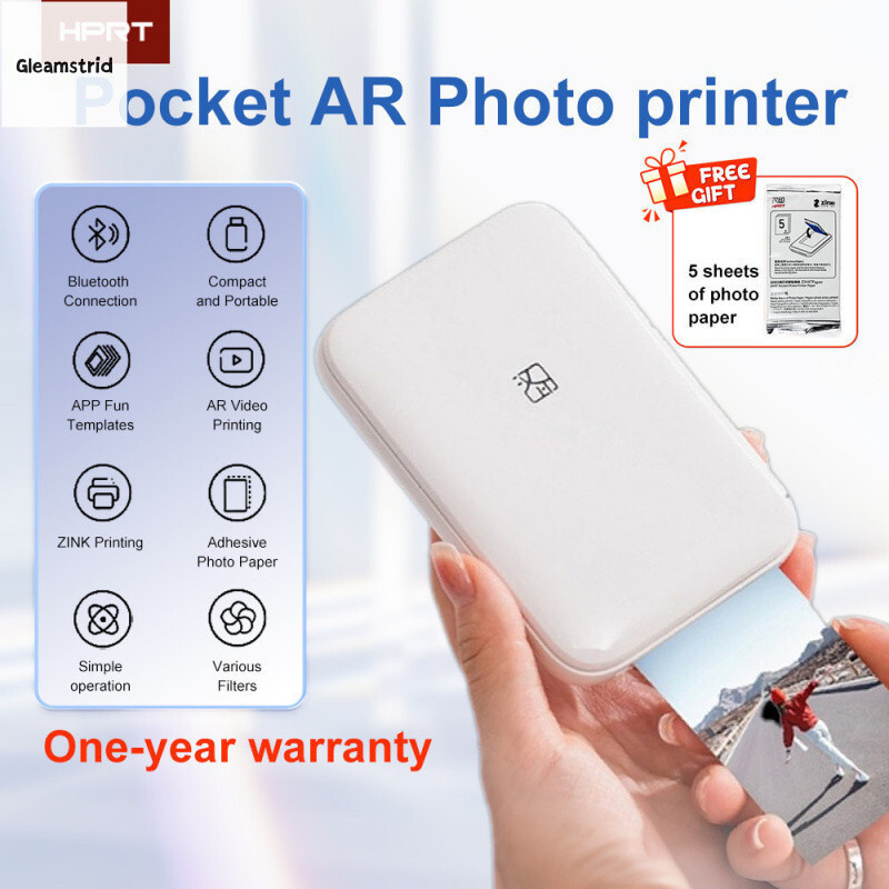 Gleamstrid HPRT Pocket Photo Printer MT53 Bluetooth Instant Printer Inkless print Mini Size Color Ph