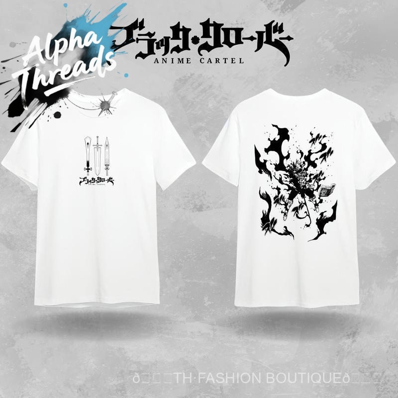 (จัดส่งตลอด 24 ชั่วโมง) Black Clover Anime Carter Premium T-Shirt-Soft Combed 30S (ดํา/ขาว)