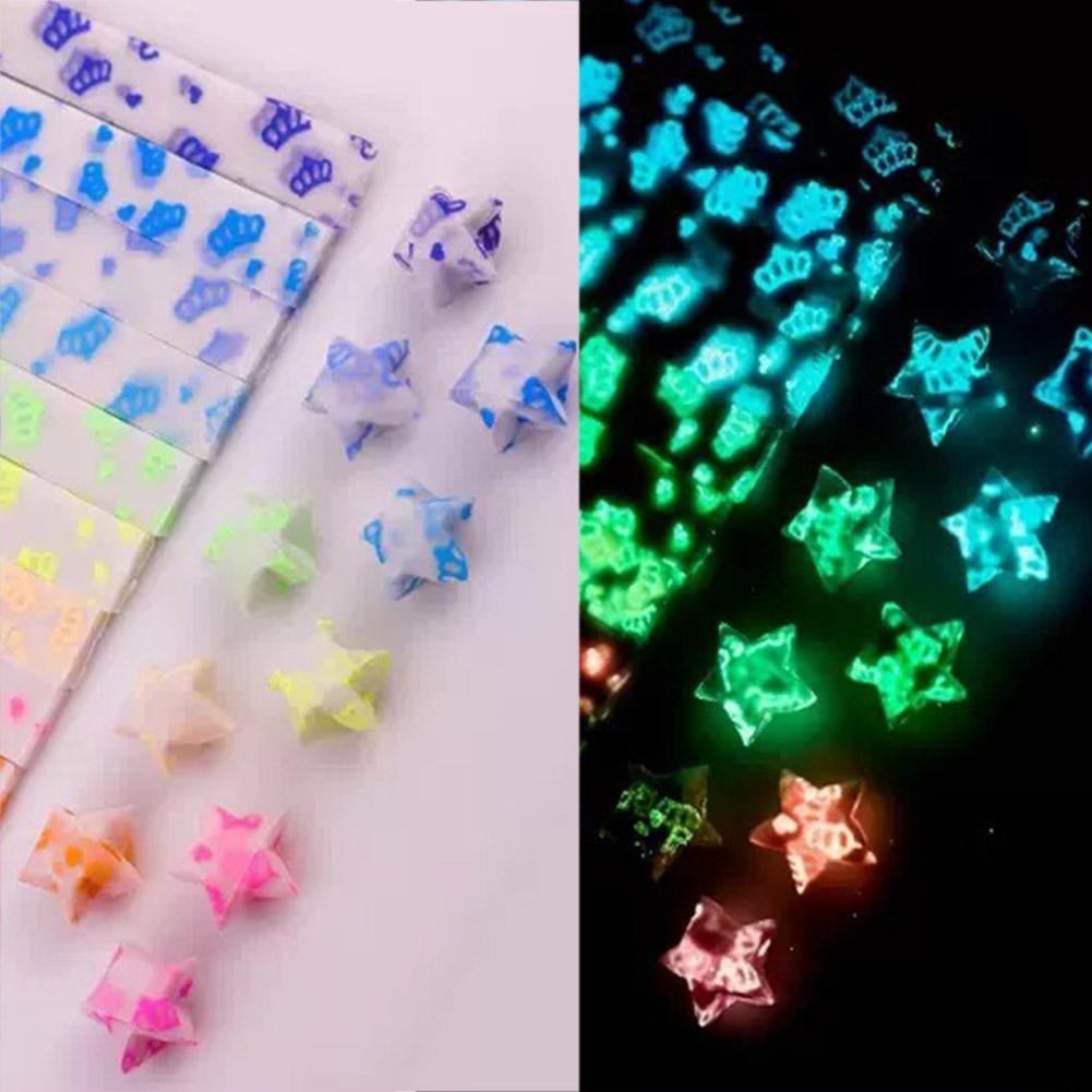 Luminous Star Origami ชุดแถบกระดาษ Star พับ Lucky Origami Diy Handmade M1c7