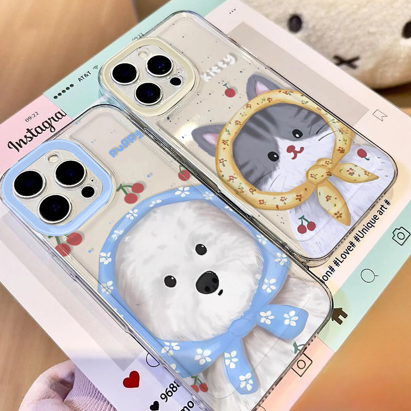 📍POPPA📍น่ารักลูกแมวลูกสุนัขเข้ากันได้เคสไอโฟน 16 11 Pro Max 14 12 13 Pro Max XS XR X Max 7 15 14 8 Plus กราฟฟิตีน่ารัก