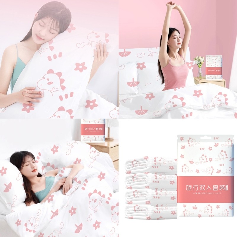 Disposable Hotel Bedding Set 3/4Piece Including Sheet Duvet Cover and Pillowcase