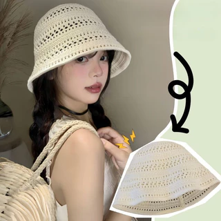 หมวกบักเก็ต หมวกแฟชั่นผู้หญิง ป้องกันแสงแดด หมวกถัก ไปทะเลS1428