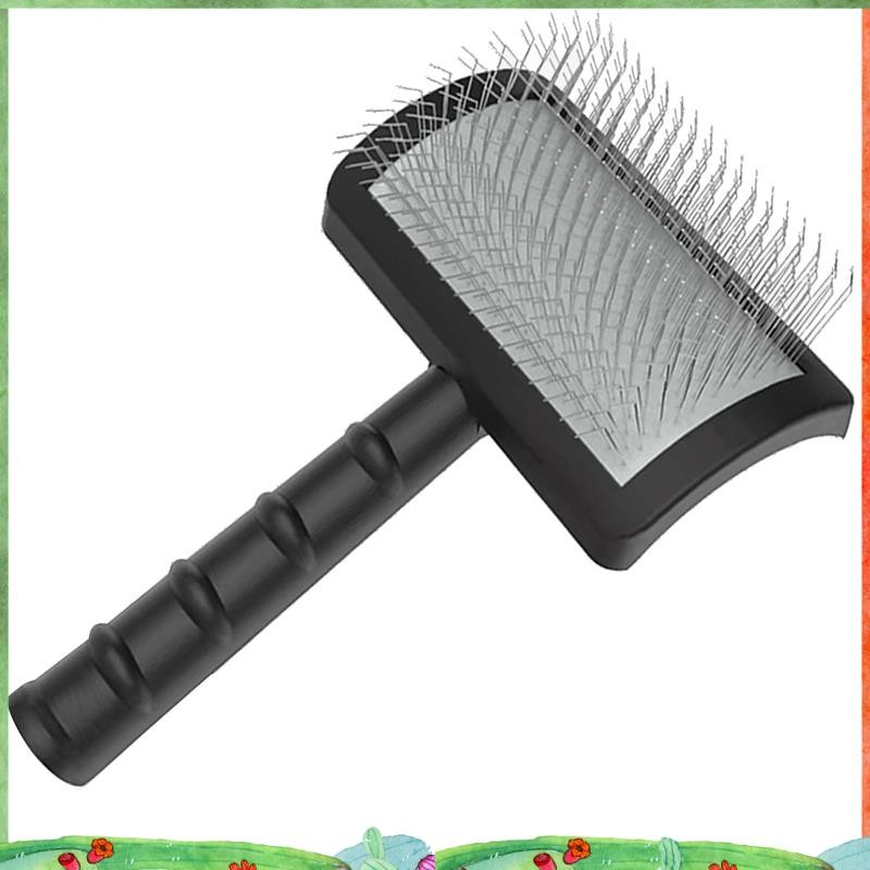 Firm Slicker Brush for Dogs- Extra Long Pin Slicker Brush for Large Dog Pet Grooming Wire Brush and Deshedding (สีดํา)