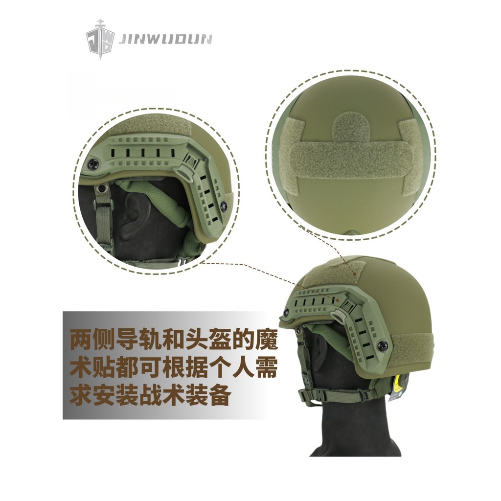 หมวกกันน็อกเกรดป้องกัน IIIA สไตล์อเมริกัน มาตรฐานยุทธวิธี รองรับกระสุน 9x19 มม. - รูปที่ 3