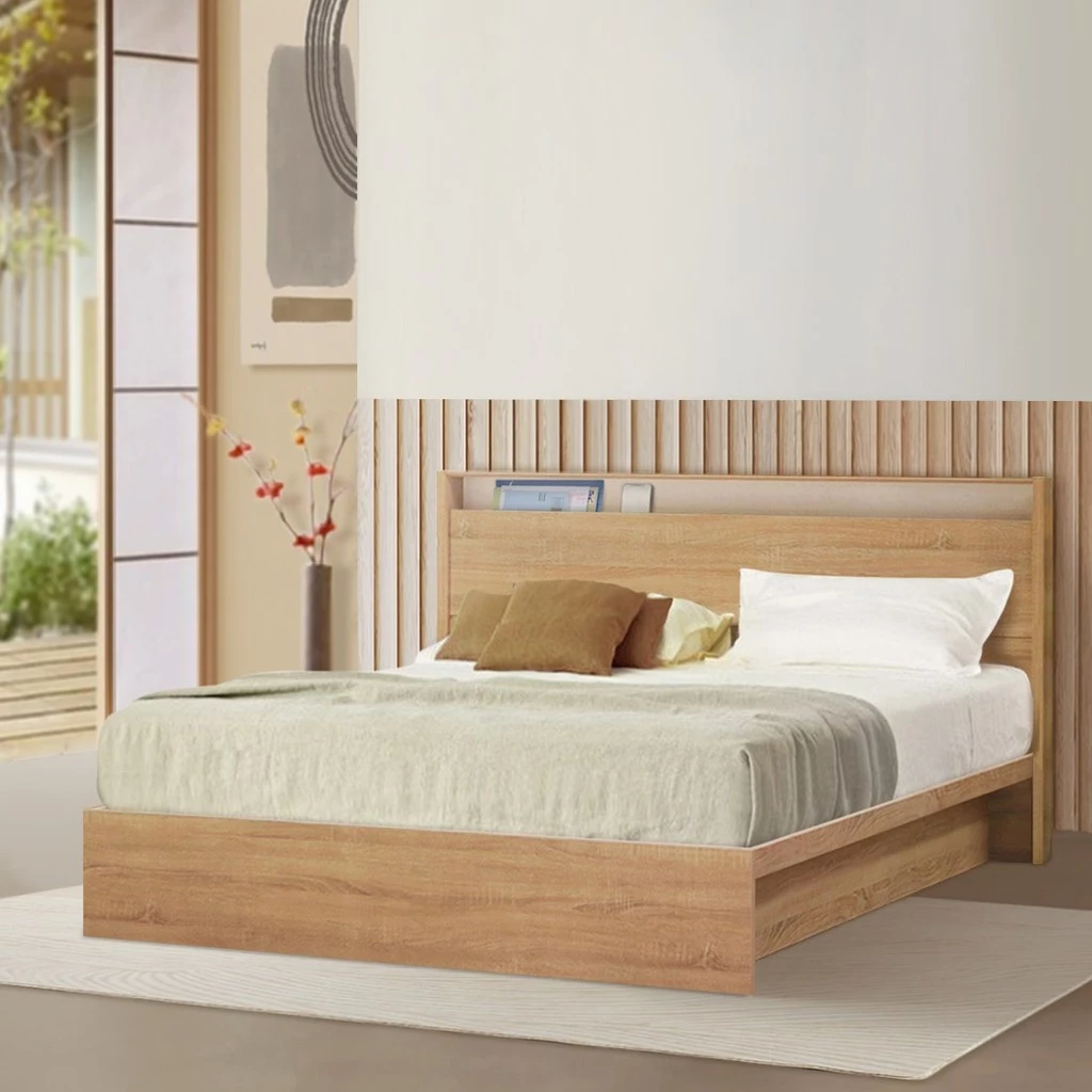Looms เตียง 5 ฟุต รุ่น Kyoto สีไม้อ่อน (162X214X105 ซม.) แบรนด์ LOOMS