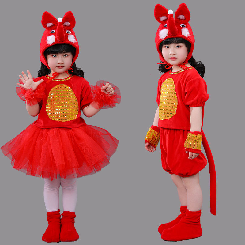 เด็ก fox เครื่องแต่งกาย,สัตว์ขนาดเล็กเด็ก fox fox ตกแต่ง MINI fox ดอกไม้หม้อข้าวหม้อแกงลิงเสื้อผ้าตก