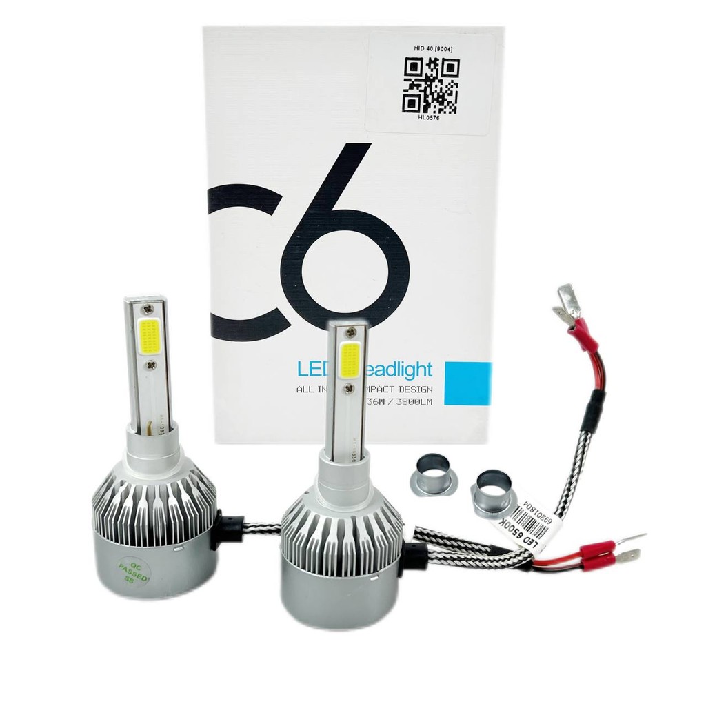 2PCS C6 MENTOL LAMPU DEPAN HEADLIGHT หลอดไฟ HID BRIGHT COOL WHITE LIGHT BULB C6 H1