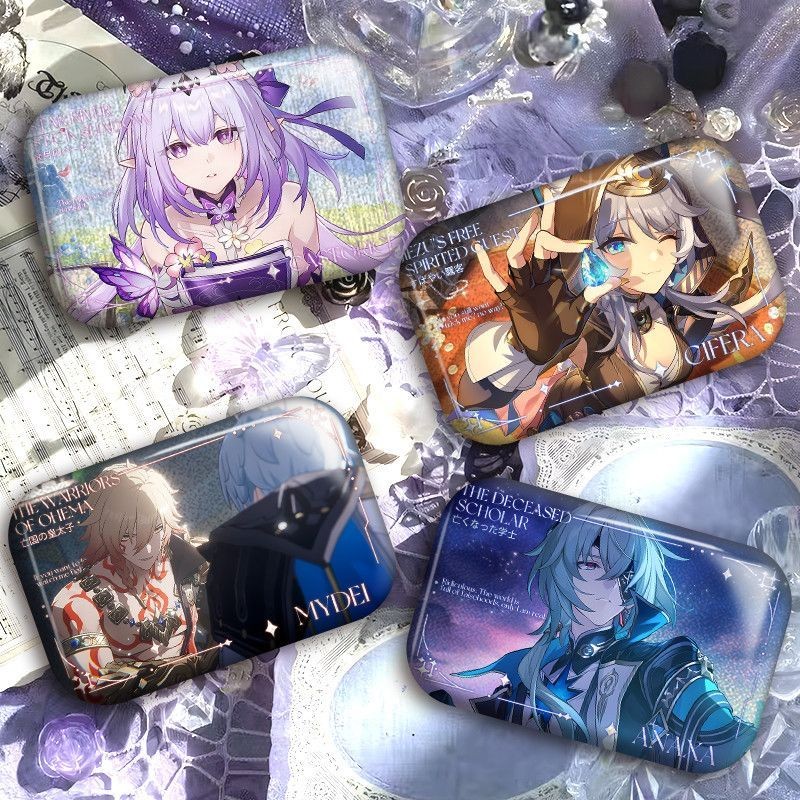 เซ็ตเกมการ์ตูน Honkai: Star Rail 4 ชิ้น พินส์และเข็มกลัด พร้อมของสะสมจาก Cipher, Cifera, Anaxa และ A