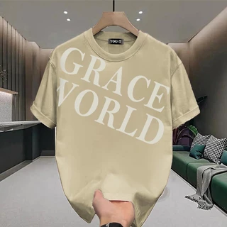 Basi💥เสื้อยืด oversize unisex สตรีทแฟชั่น โคตรนุ่ม เสื้อ cotton 100% ไม่หดตัวลาย เสื้อไม่ยับ ลาย "GRACE WORLD"