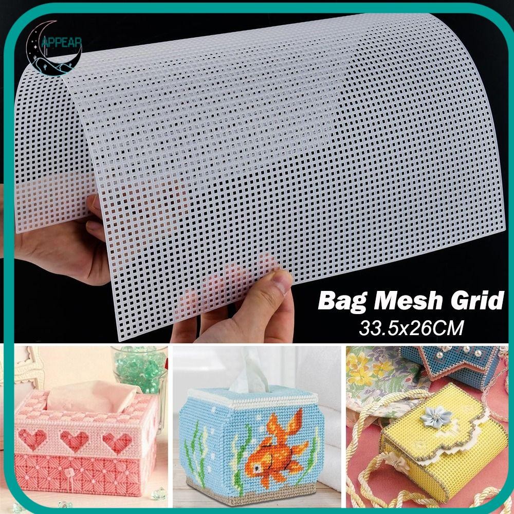APPEAR Bag Mesh Grid, 7CT White Canvas Bag Sheets, DIY Crafting 33.5x26CM Plastic Bag Rug