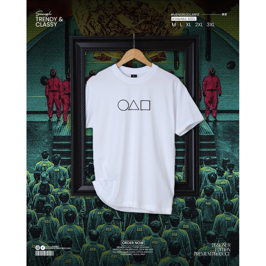 เสื้อยืดคอกลมลาย Squid Game 3 TV Series ผ้าฝ้ายแท้