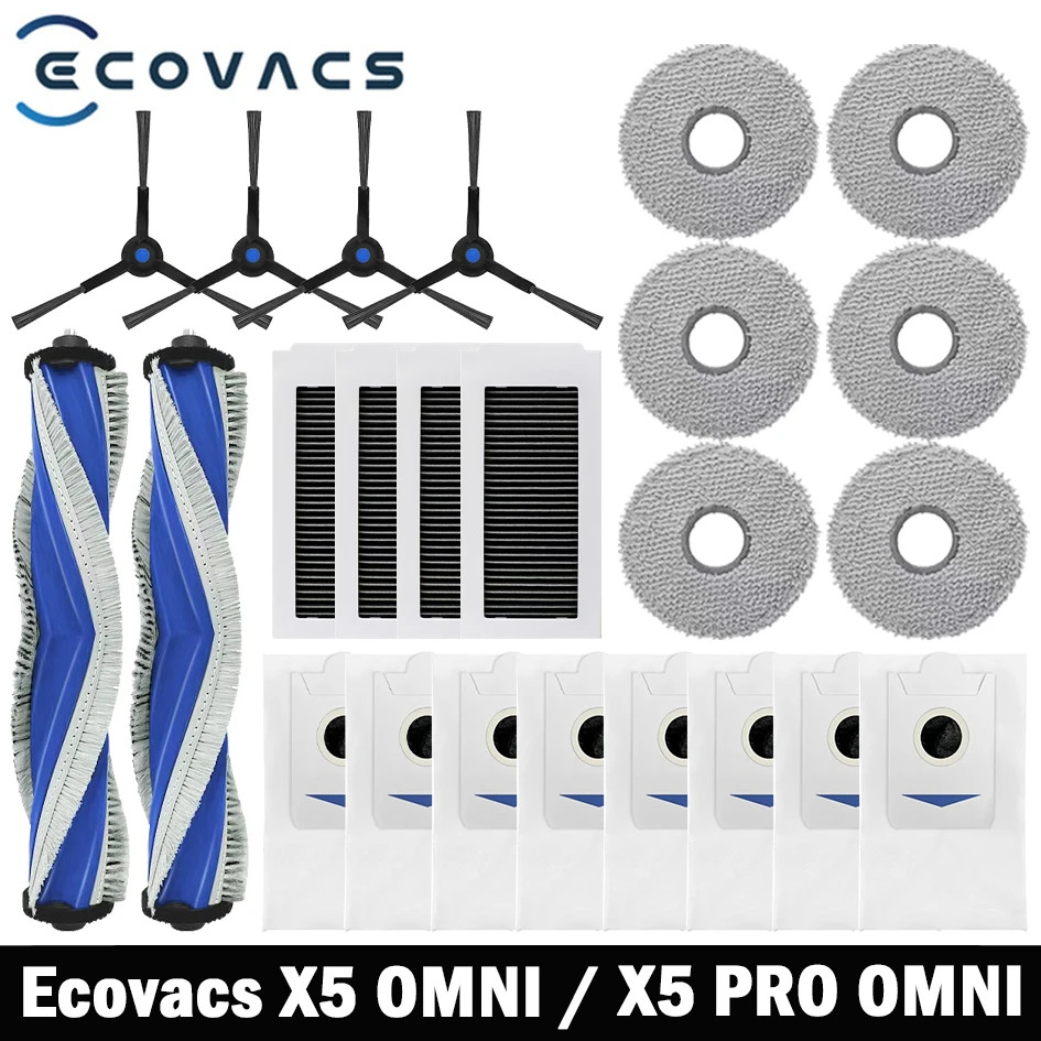 Ecovacs X5 OMNI / X5 PRO OMNI หุ่นยนต์ Vaccum อะไหล่ถุงเก็บฝุ่นหลักแปรงด้านข้างกรอง Mop อุปกรณ์เสริม