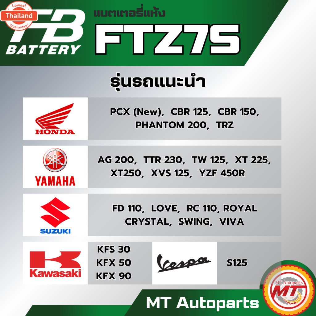 แตเตอรี่แห้ง FB | FTZ7S แตแท้
