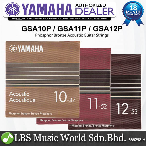Yamaha GSA10P GSA11P GSA12P สายกีต้าร์โปร่งฟอสฟอรัสบรอนซ์ - 10-47 / 11-52 / 12-53