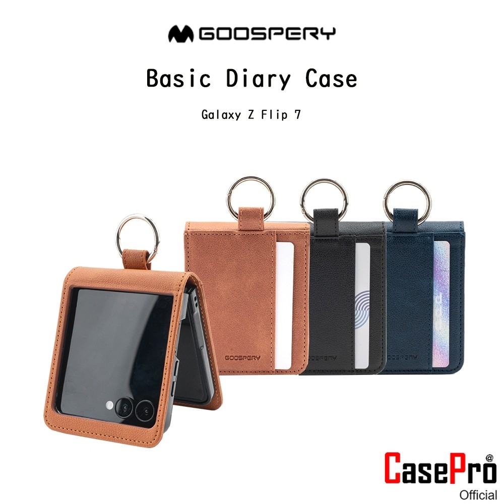 GOOSPERY Basic Diary Case เคสหนังPUกันกระแทกเกรดพรีเมี่ยมจากเกาหลี เคสสำหรับ Galaxy Z Flip 7 (New)
