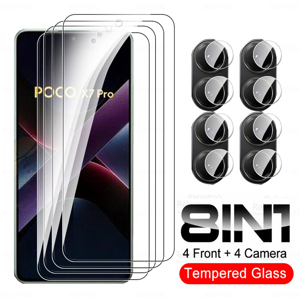 8in1 กระจกนิรภัยสําหรับ Xiaomi Poco X7 Pro กล้อง Glass Poco F7 Ultra Poco M7 F7Pro X7Pro เลนส์ป้องกั