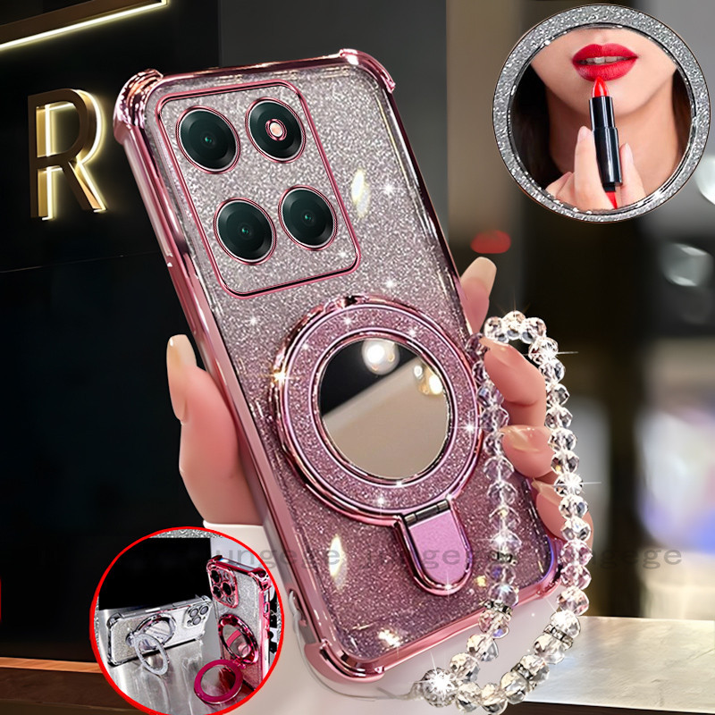 เคสสําหรับเคสโทรศัพท์ Xiaomi 14T 14T PRO กระจกแต่งหน้ากลิตเตอร์แบบนิ่มโปร่งใส
