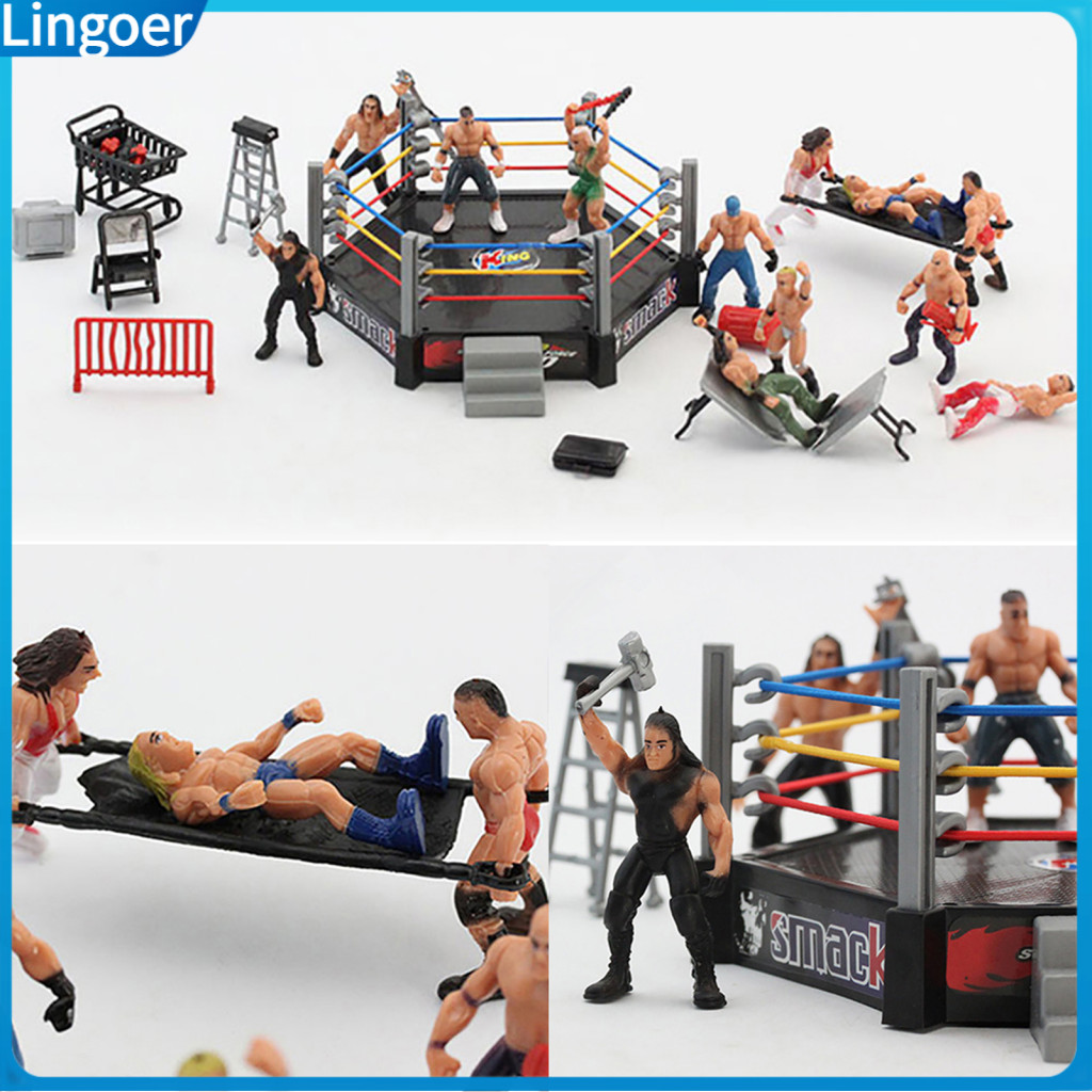 ไลเกอร์| 1 ชุด Wrestling Playset ที่สมจริง DIY Mini Wrestling Action Figure Play ชุดสําหรับเด็ก