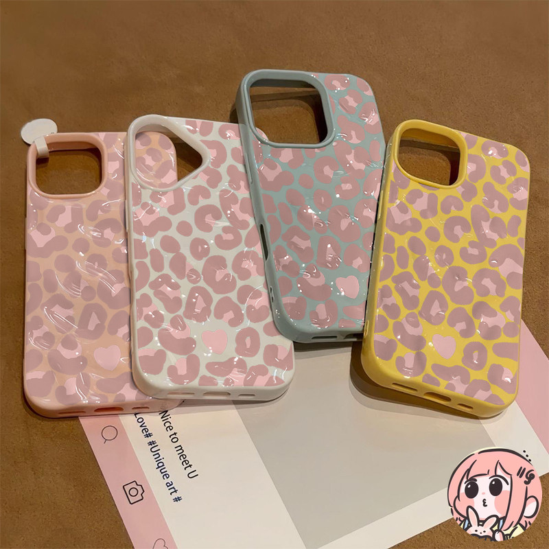 เคสไอโฟน15 สำหรับ IPhone 16 17 15 11 13 14 12 Pro Max 15 16 Plus เคสกันน้ำลายเสือดาวสีน้ำตาลอ่อนเรียบง่ายแฟชั่น