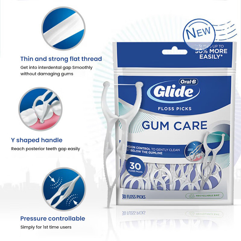 Oral B Glide Floss Picks Gum Care ไม้จิ้มฟันไหมขัดฟัน 3D รูปตัว Y