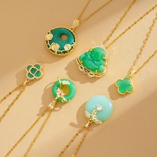 สร้อยคอยาวสไตล์จีนโบราณพร้อมหัวเข็มขัดไทเทเนียม เหรียญลายคลา…