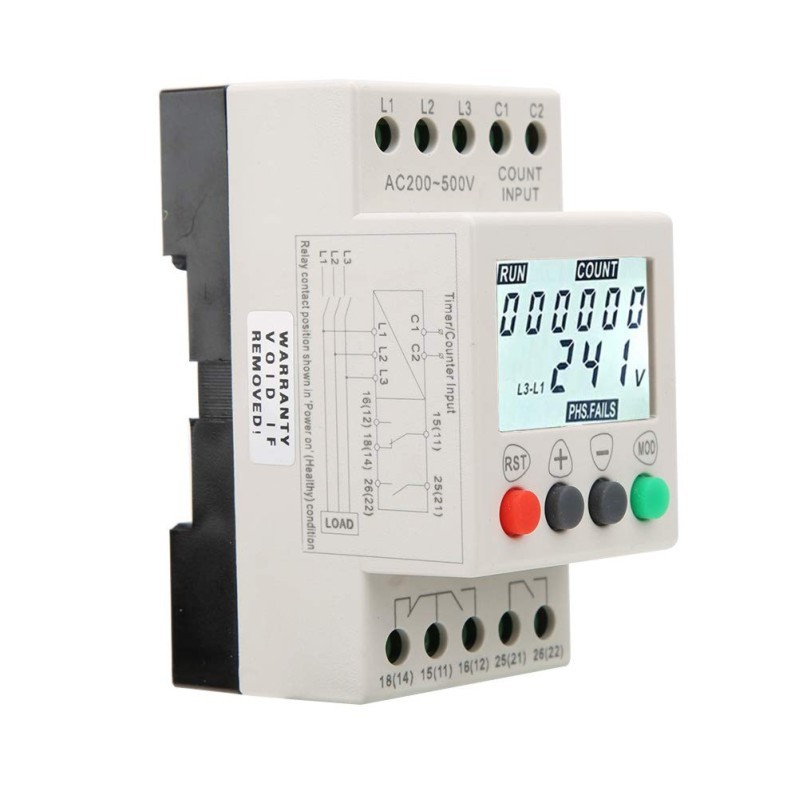 JVR800-2 Three-Phase AC Phase Sequence Protector 380V แรงดันไฟฟ้า Over-Debt/Missing Phase/Phase-Brea