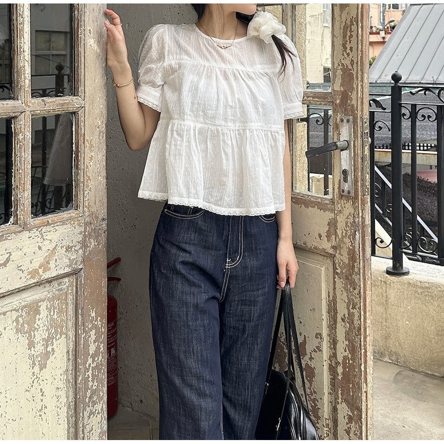 เสื้อคอกลมสไตล์เกาหลี สำหรับฤดูร้อน