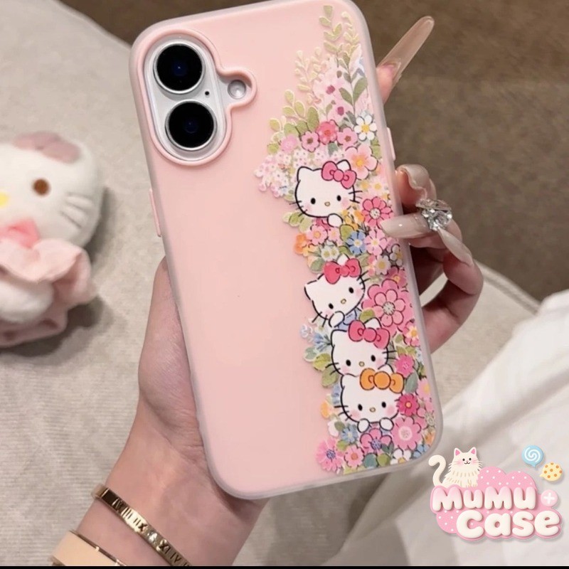 เคสไอโฟน11 ดอกไม้น่ารักน่ารักซินนาโมเรล สำหรับ IPhone 15 11 16 14 13 12 Pro Max 16 15 14 12 Pro 15 8 7 6 14 16 6s Plus