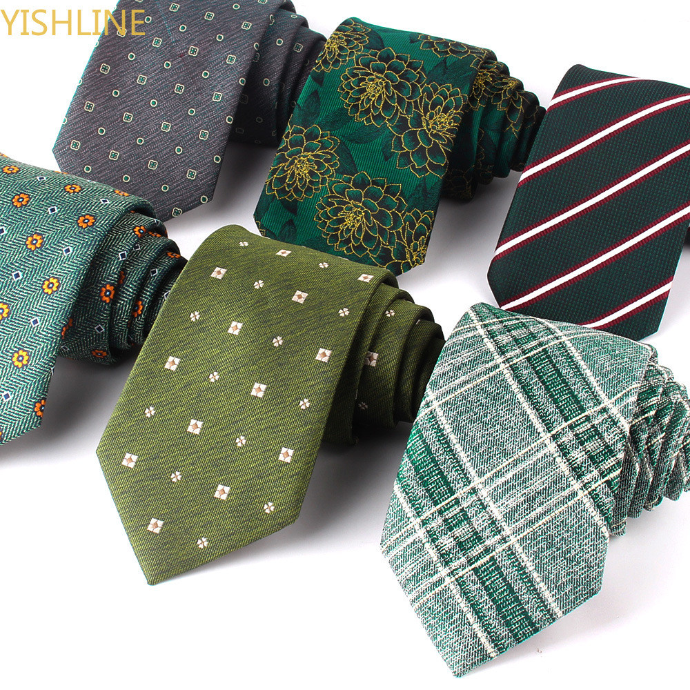 Mens Classic Tie ทอดอกไม้ลายสก๊อตเนคไทอุปกรณ์จัดงานแต่งงาน Green Man Dot Fit Group Party Office