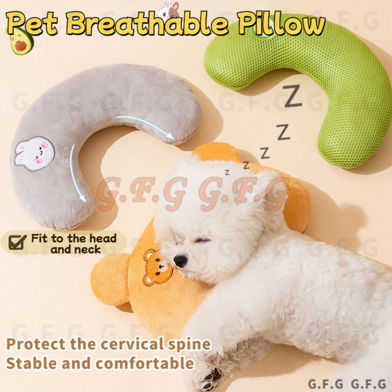 Breathable สัตว์เลี้ยงหมอน Moon U-Shaped คอ Protector Deep Sleep สําหรับลูกสุนัขลูกแมวหมอนสุนัขแมว Headrest Sleep หมอนสัตว์เลี้ยงอุปกรณ์