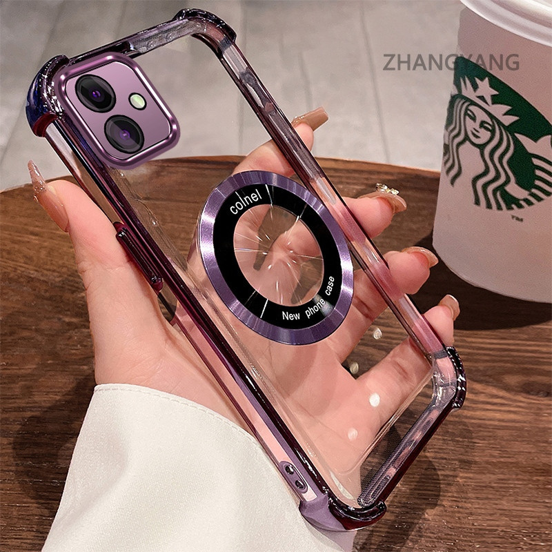 เคสสําหรับ Samsung A06 กันกระแทกไฟฟ้าโปร่งใสความละเอียดสูงเคสโทรศัพท์ความงามการออกแบบดูดแม่เหล็กซิลิโคน TPU แบบนุ่ม