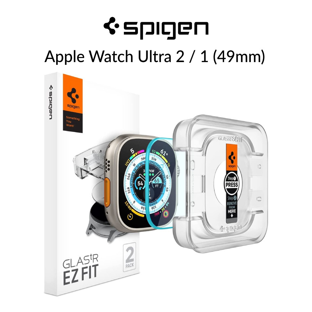 [2 แพ็ค] Spigen iWatch Ultra 2 / 1 (49mm) ตัวป้องกันหน้าจอ Glas.tr EZ Fit 9H Tempered Glass Auto Ali