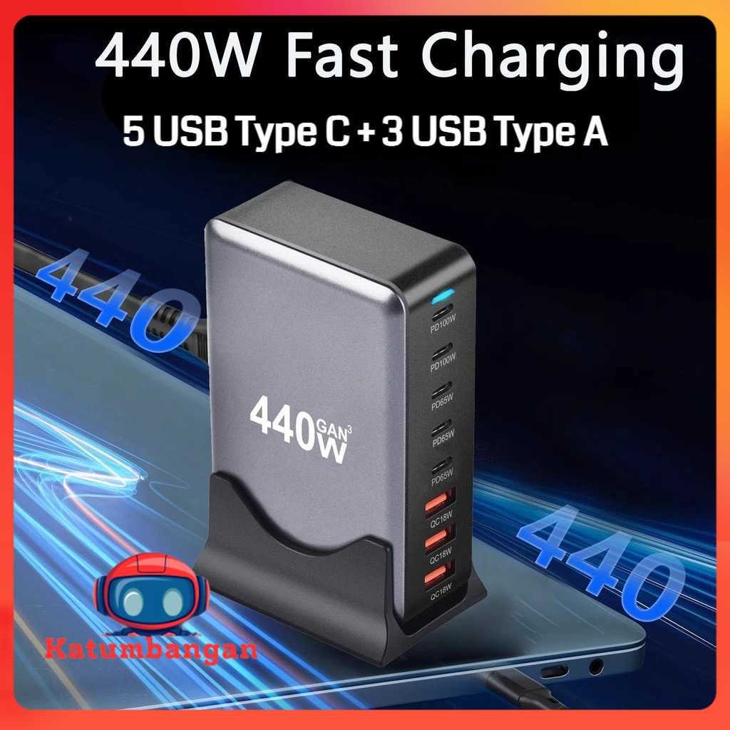 STONEGO Charger Station Fast Charging Multi Port USB Type C GaN3 440W - YFY-IQ46