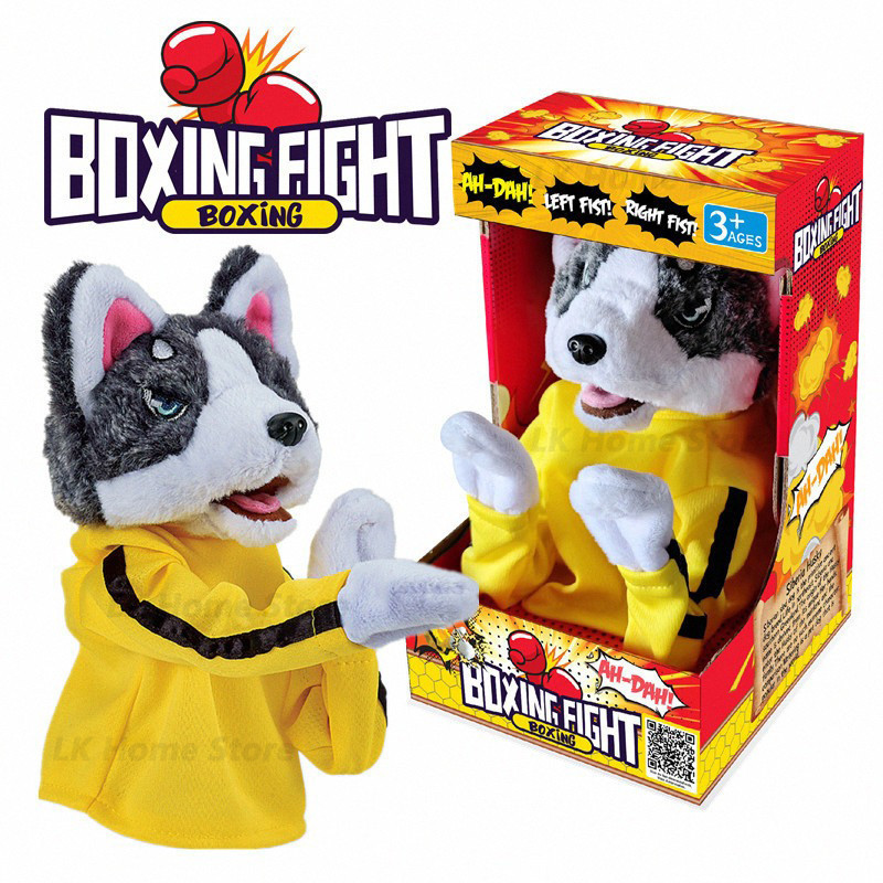 ตุ๊กตาสัตว์ชกมวยสุนัขหุ่นมือของเล่นถุงมือประสิทธิภาพ Muppet นิ้ว Interactive Sound Battle Husky ตุ๊กตาตุ๊กตาน่ารักของขวัญ