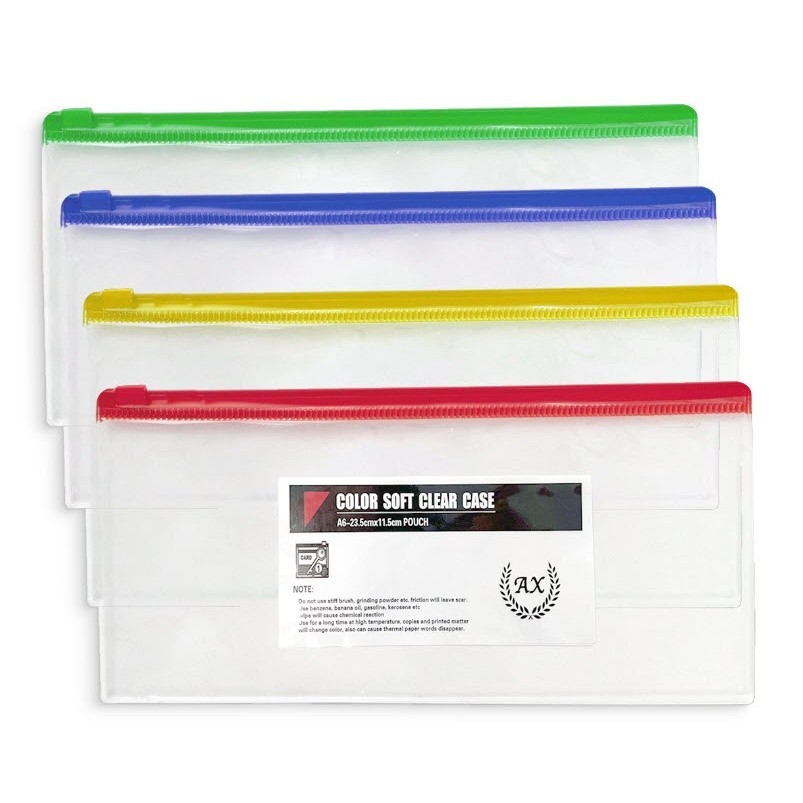 [CLEARZIP] กระเป๋าซิปลอค 11ซม.*23.5ซม. A6 แบบใส S0374 ไม่มีลาย กระเป๋าดินสอยาว กระเป๋าเครื่องสำอาง