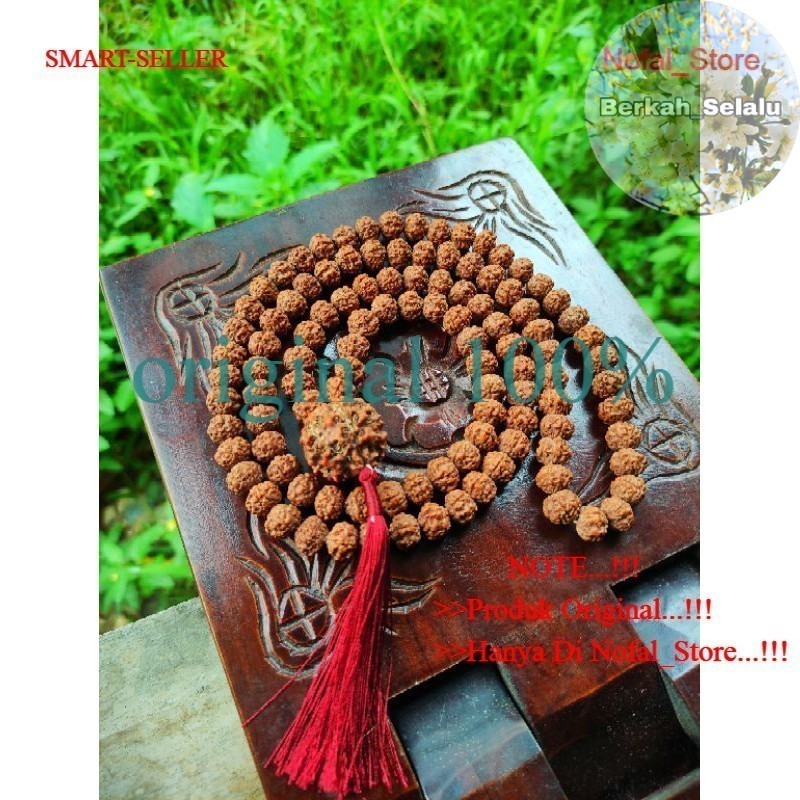 Japamala 108 Jenitri Tasbih Rudraksha 108 เม็ดขนาดเมล็ด 8-10 มม. Berkah_Alway