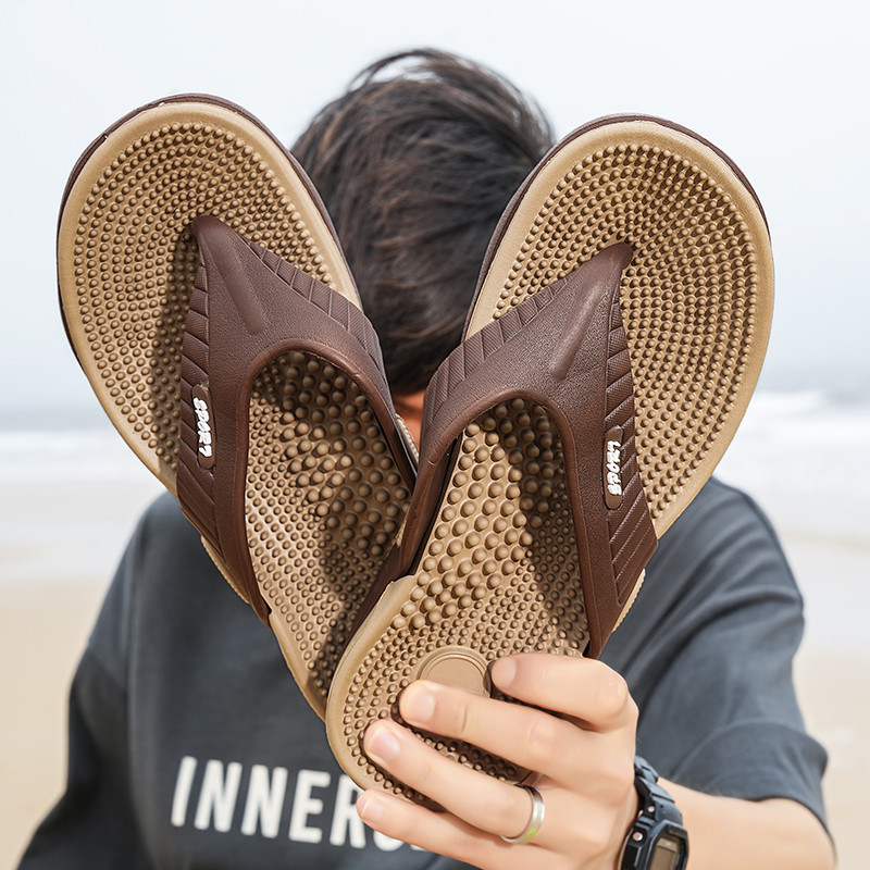 คุณภาพสูง [2024สไตล์ขายดียอดนิยม] Street Wear High-value EVA Bump Massage Flip-flops รองเท้าแตะ, เพิ่มความสูงหนา soled สวมใส่ด้านนอกสบาย, ขนาดใหญ่ 47 ตัวเลือก, เต็มอึก้าว, กันน้ํากันลื่นคุณภาพสูง,ต้องมี สําหรับชายหาดกลางแจ้ง Dri