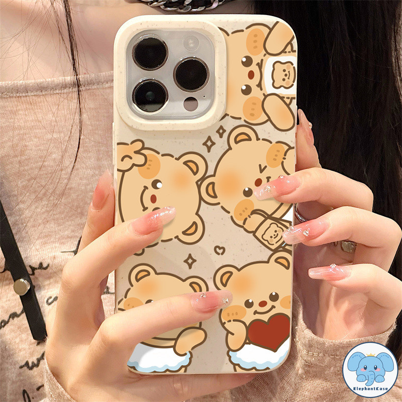 ตลกรักเนยหัวโตกรณีหมีหัวใหญ่เข้ากันได้กับ IPhone 11 15 13 12 14 Pro Max XR 7Plus 8Plus 6s 6 7 8 Plus X XS MAX SE 2020