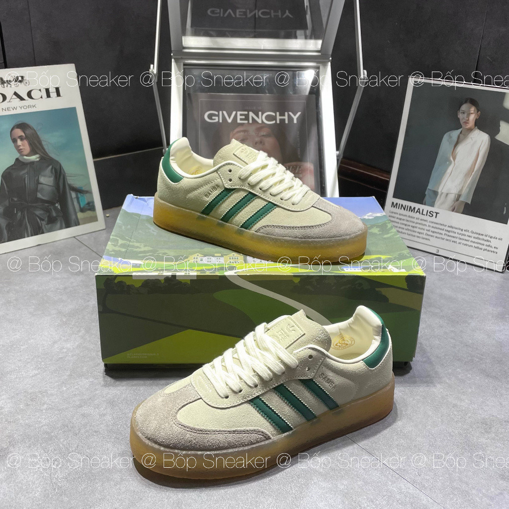 Adidas Clarks 8th Street Samba by Ronnie Fieg รองเท้าผ้าใบ "Chalk White / Green" (ID7297) รองเท้าผ้า