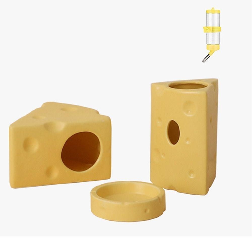 Quantumtech หนูแฮมสเตอร์ Hideout, ตกแต่งเซรามิคสร้างสรรค์หนูแฮมสเตอร์ House, เซรามิคทนทาน Hut ชีสรูปร่างน่ารักจานให้อาหารภูมิทัศน์ผลิตภัณฑ์ - รูปที่ 4