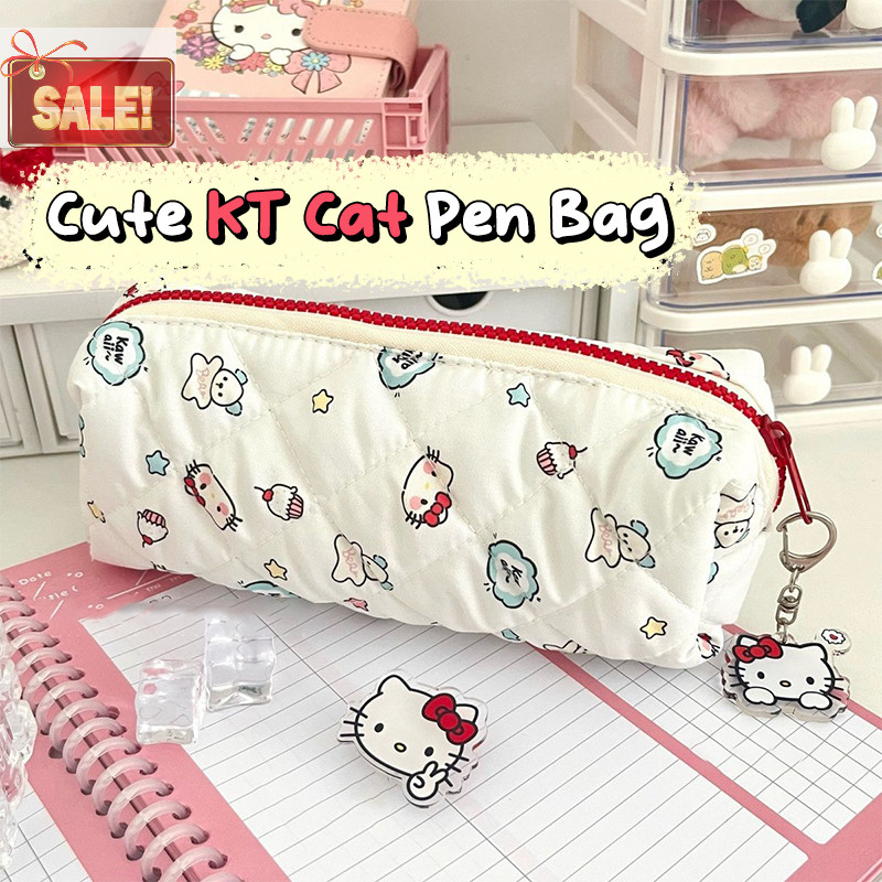 Bl การ์ตูน Hello Kitty กระเป๋าดินสอน่ารักขนาดใหญ่ความจุ KT Cat ดินสอกรณีกระเป๋าเครื่องสําอางเครื่องเขียนกล่องเก็บอุปกรณ์การเรียน A