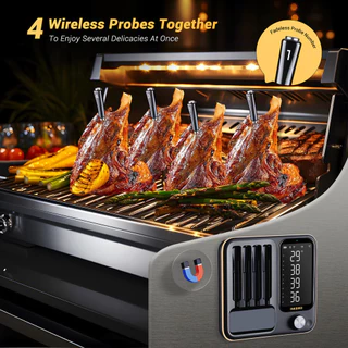 Inkbird INT-14-BW เครื่องวัดอุณหภูมิเนื้อไร้สาย 4-Probe WiFi บลูทูธจับเวลาเครื่องวัดอุณหภูมิบาร์บีคิว