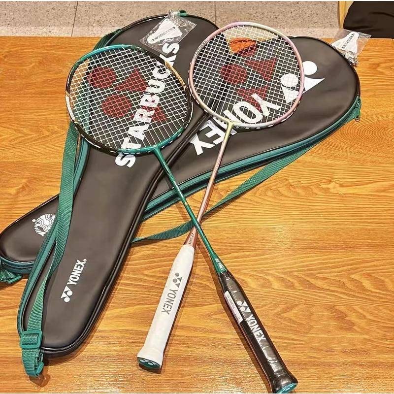 2024 ไม้แบดมินตันแบรนด์ร่วม Starbucks X YONEX ซีรีส์ Jiguang สีชมพูสีเขียวคาร์บอนความหน่วงสูงกรอบกว้