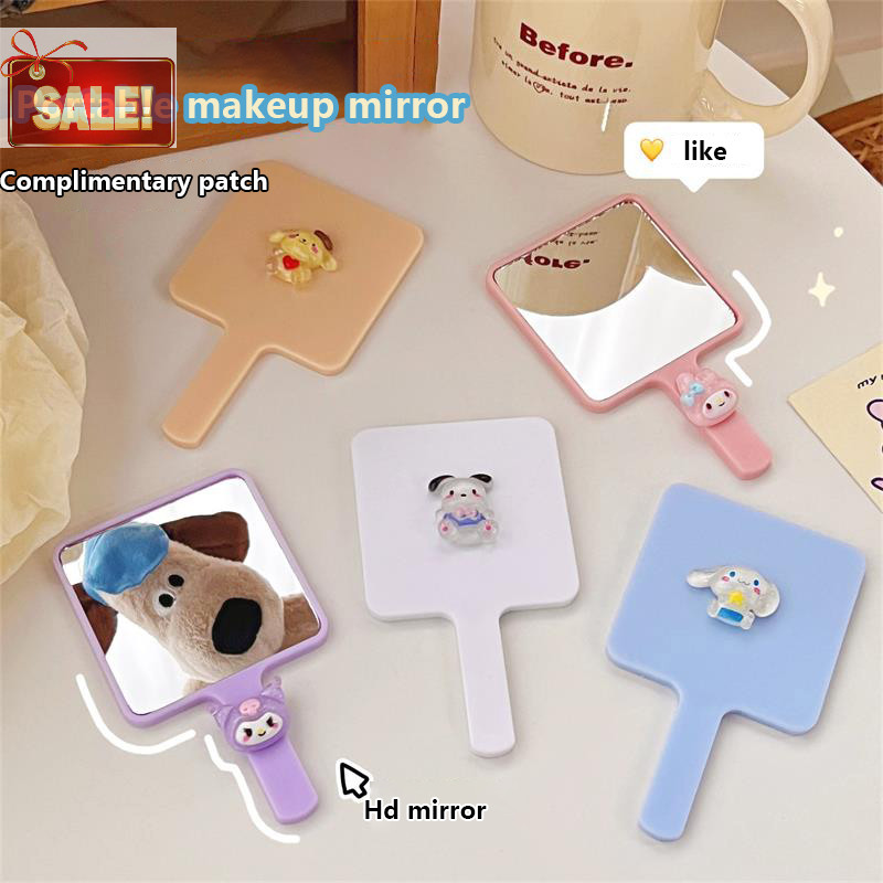 Bl การ์ตูน Sanrio กระจกเครื่องสําอางแบบพกพาน่ารัก Kuromi My Melody Pochacco Simple Handle กระจก Girly Heart เครื่องประดับแฟชั่นของขวัญ A
