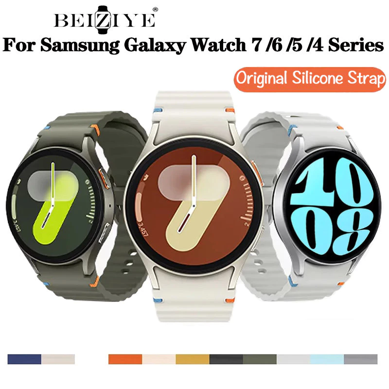 สายซิลิโคนเดิมสําหรับ Samsung Galaxy Watch 7 44 มม.40 มม.FE 6 4 5 pro 45 สายรัดข้อมือสร้อยข้อมือกีฬา Galaxy Watch 6 คลาสสิก 43 47 มม.