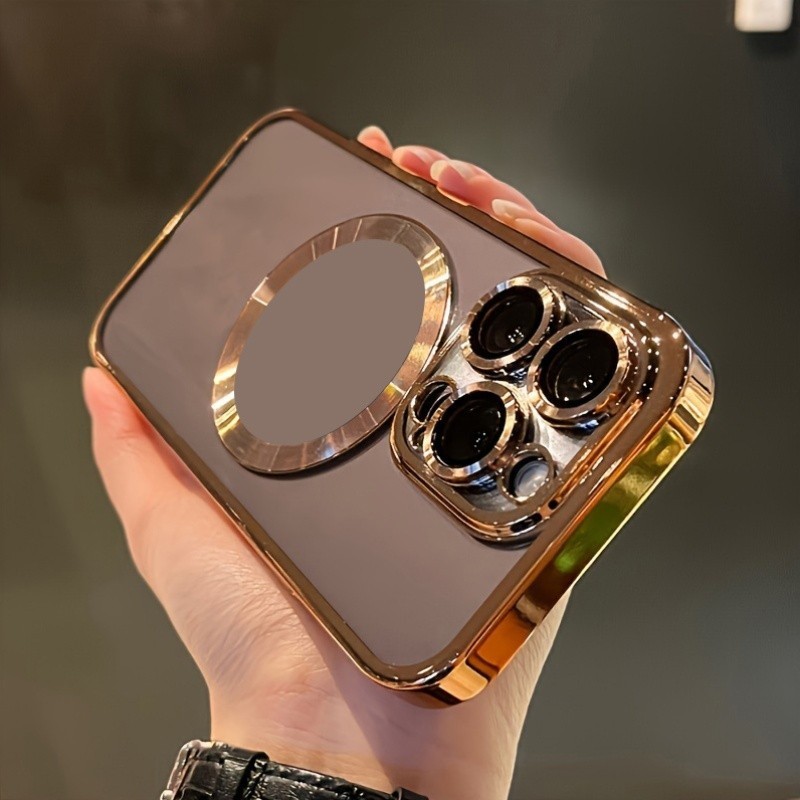 เคสโทรศัพท์แม่เหล็กโปร่งใสหรูหราใหม่เหมาะสําหรับ iPhone 15/14/13/12/11/Pro Max Plus พร้อมเคสป้องกันเลนส์ ฝาครอบโปร่งใส PU กันกระแทก