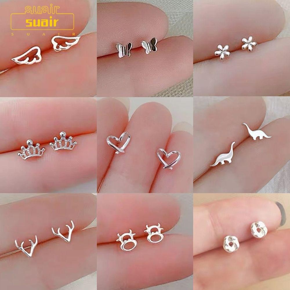 Suair Mini Stud ต่างหูของขวัญ Helix กระดูกอ่อน Tragus Hypoallergenic สําหรับผู้หญิงสาวไดโนเสาร์ผีเสื้อ